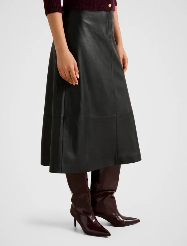 forever new  JAELYN Vegan Leather Midi Skirt for Women | Best Price UAE